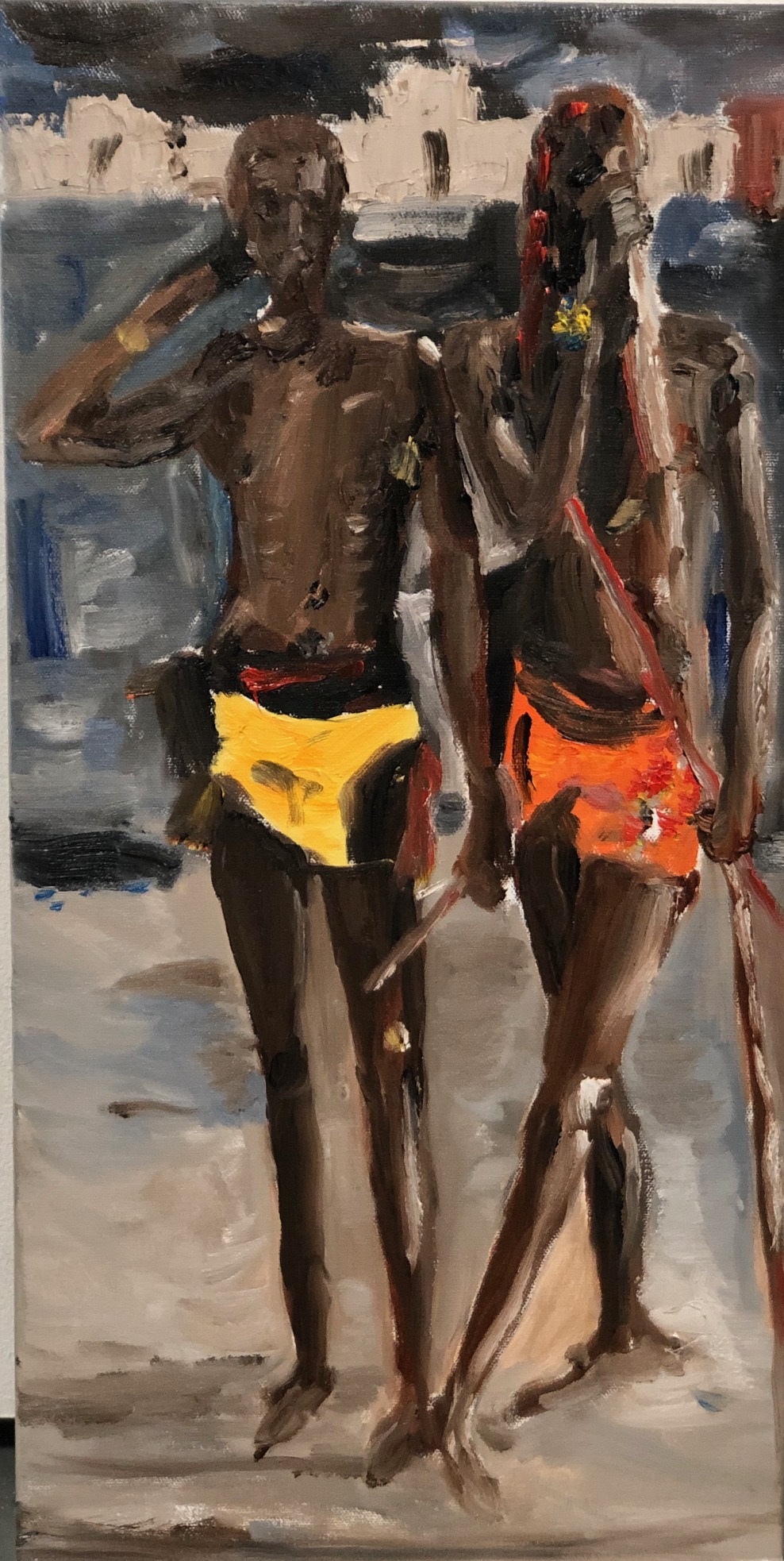 Masai Warriors, painting by Robert G. Fishman
