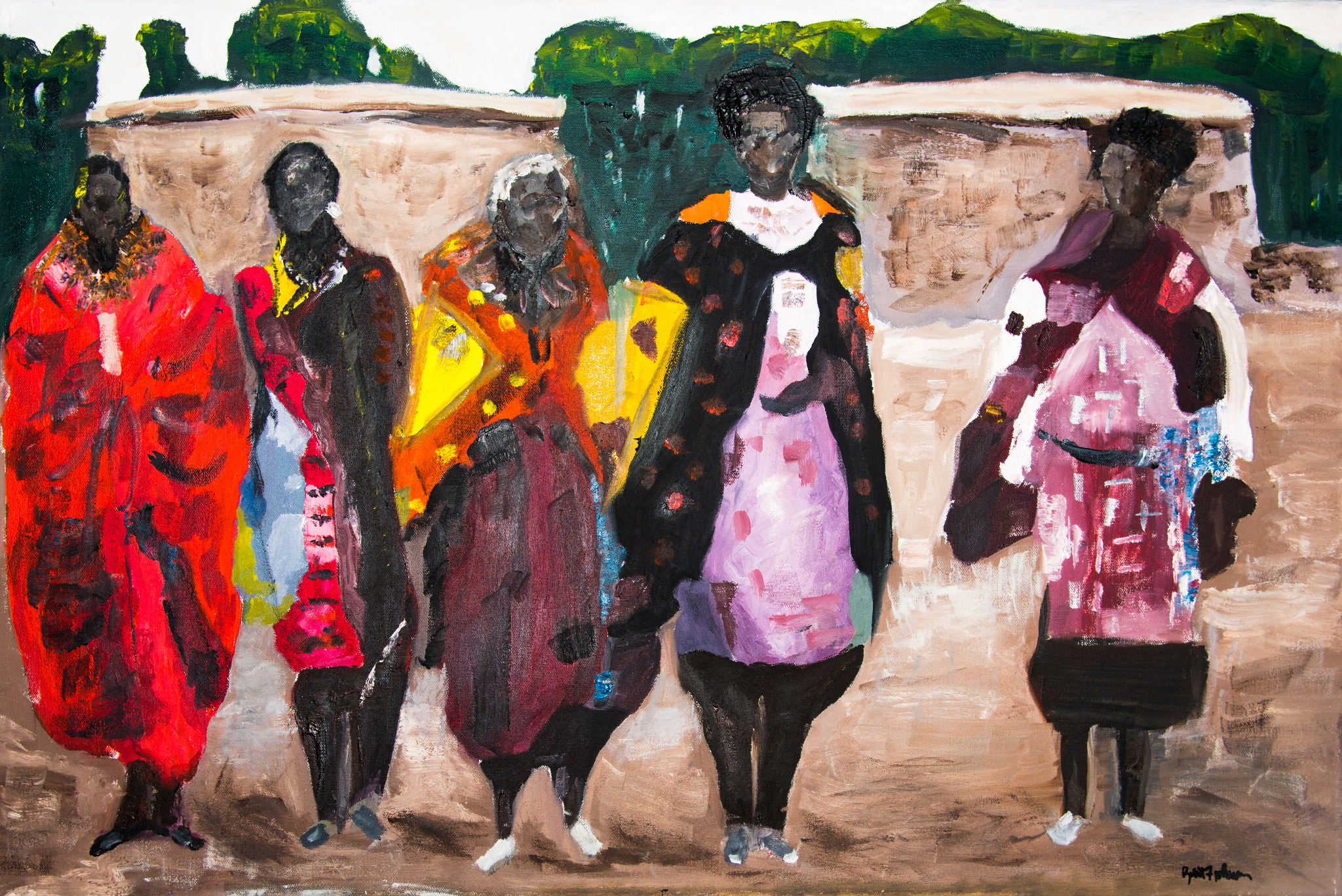 Masai Women, painting by Robert G. Fishman