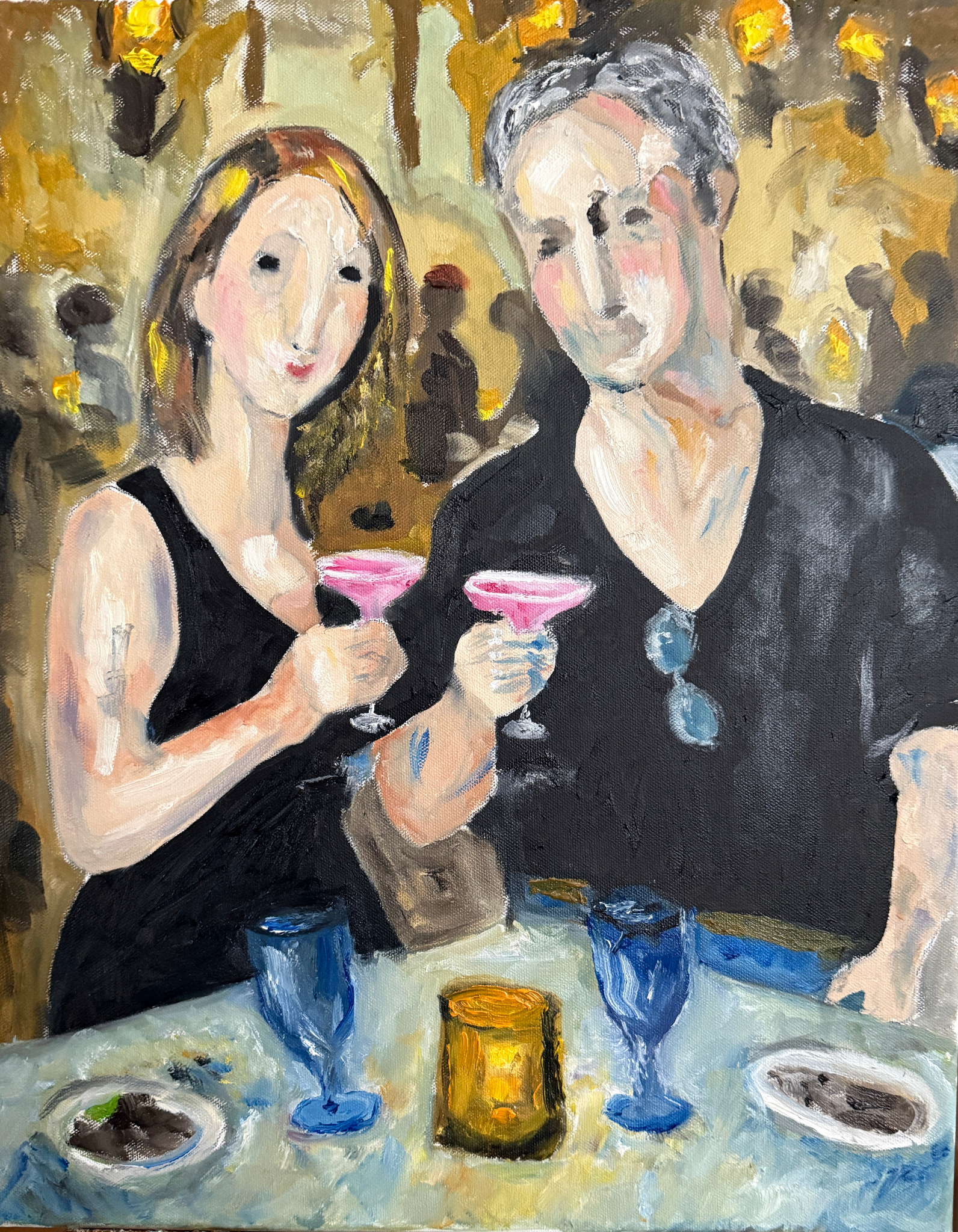 Patty and Barry, painting by Robert G. Fishman