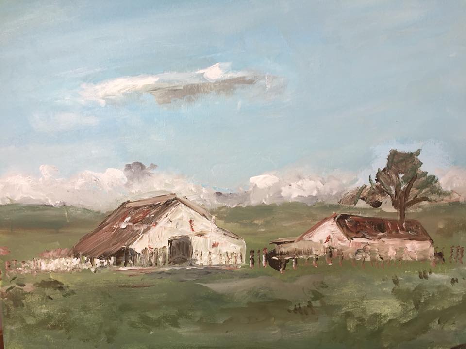 The Old Farmhouse, painting by Robert G. Fishman