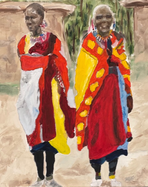 Two Masai Women, painting by Robert G. Fishman